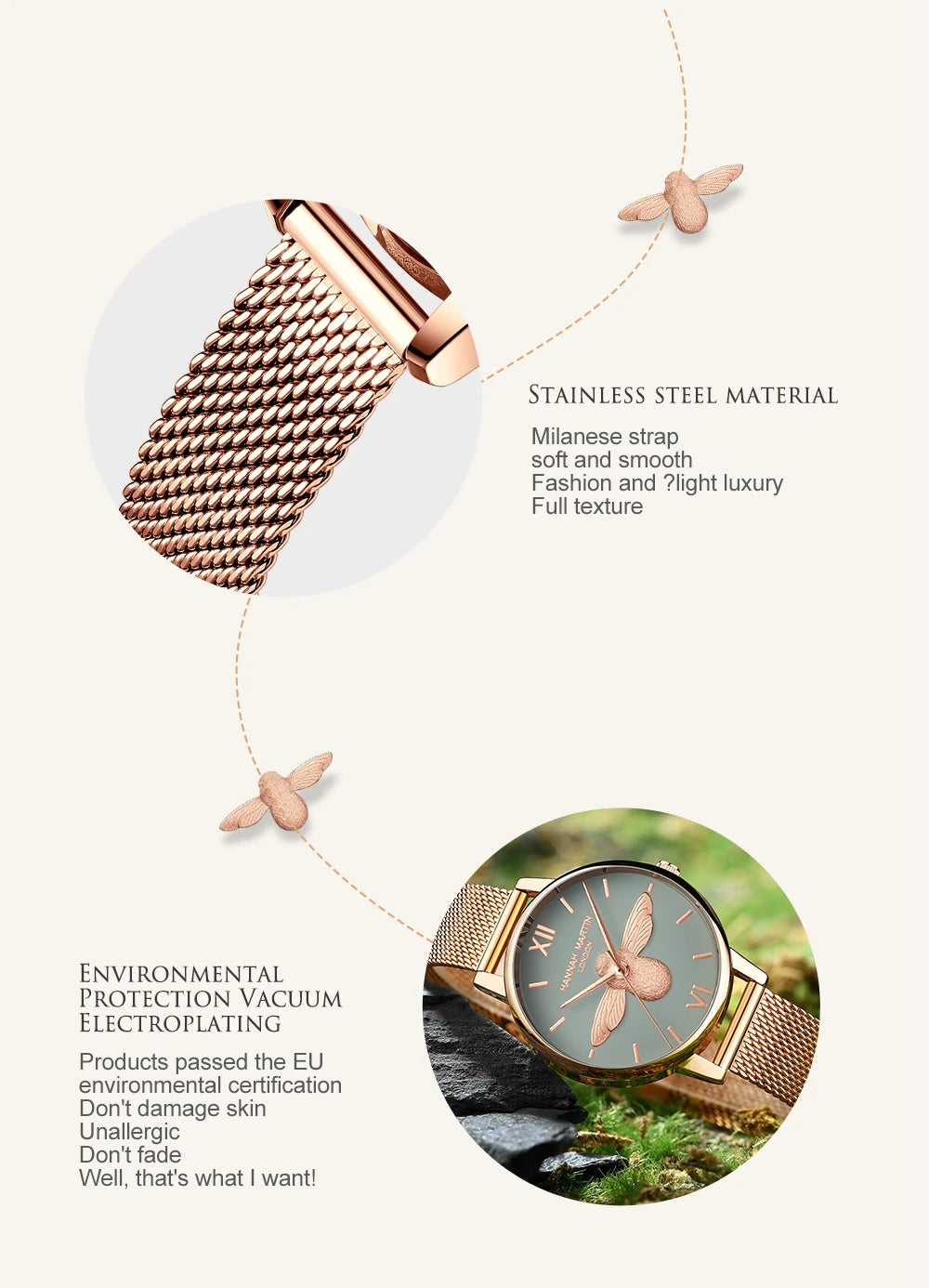 Golden Bee Watch by Hannah Martin London