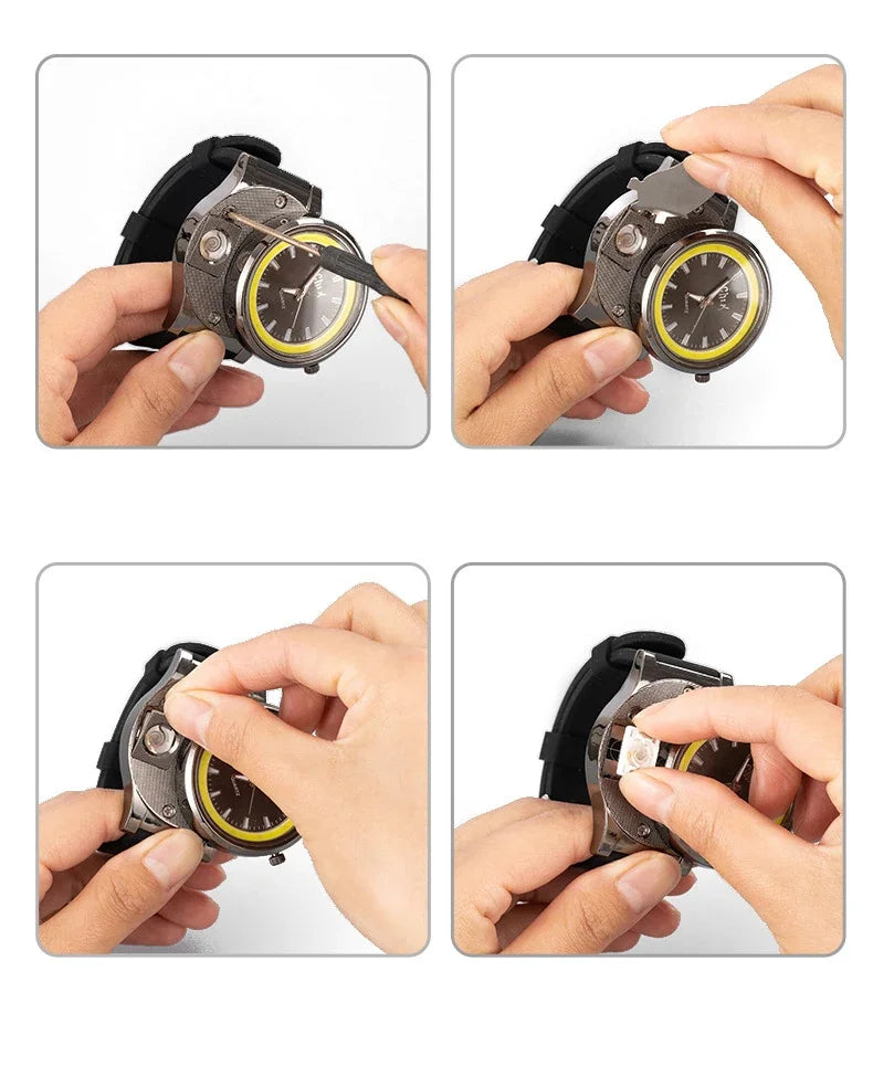 Outdoor Unisex Watch with Lighter, Flashlight & Compass